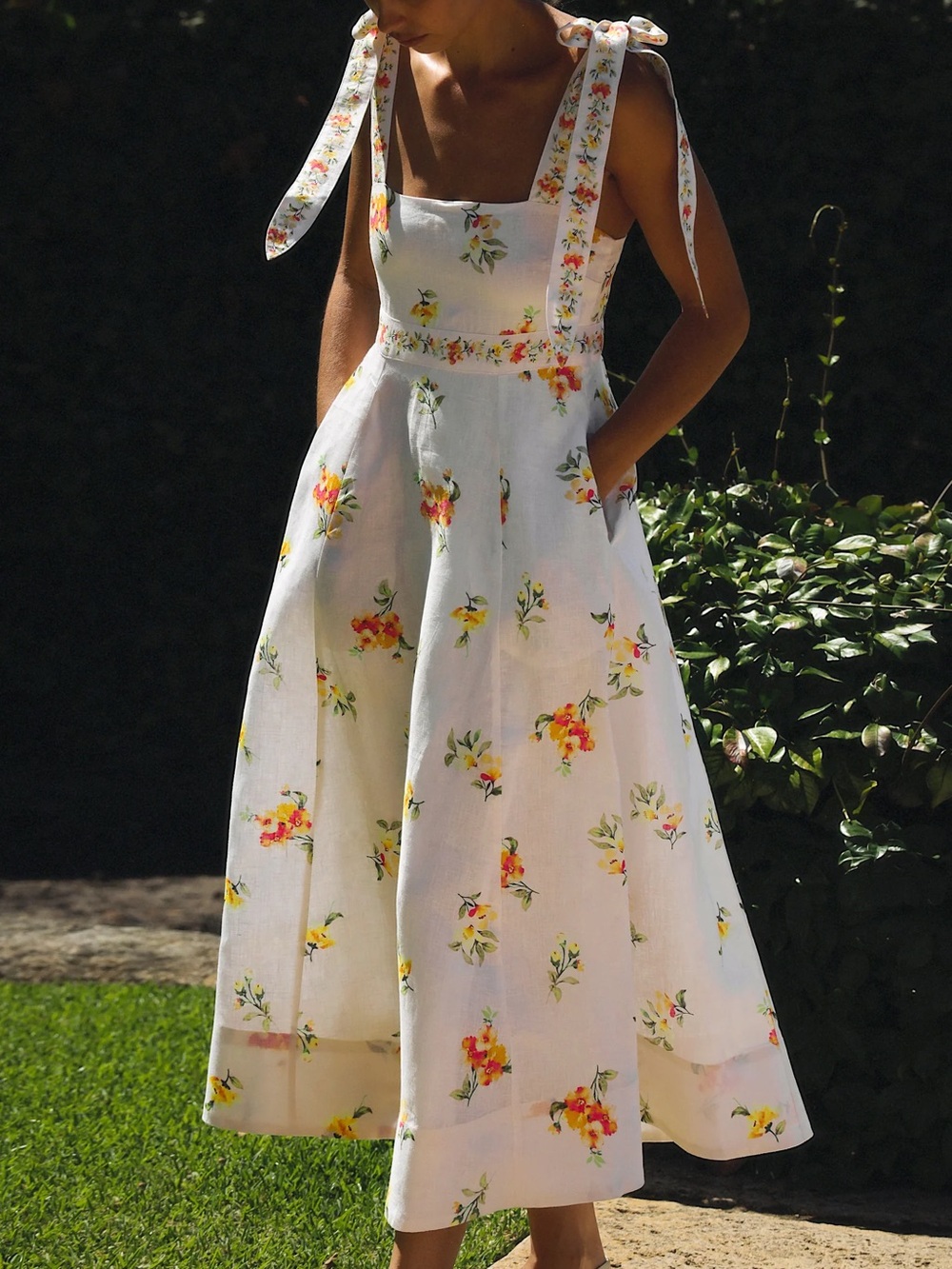 Morton Mac Charlotte 100% Linen Midi Dress S